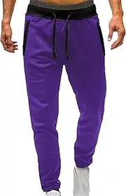 [JEShifangjiusu] Sweatpants Jogging Pants for Men Sweatpants Elasticated Waist Sports Running Pants Slim Fit Lightweight Drawstring, Purple C1, M
