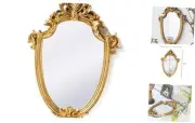Vintage 11.6 x 9 Inch Decorative Wall Mirror Gold Shield Shape 11.6 x 9 inch