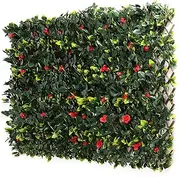 [3rd Street Inn] Leaf Trellis - Bamboo Greenery Panel - Boxwood and Ivy Privacy Fence Substitute - DIY Flexible Fencing (1, Red Rose Rattan)