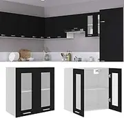 Hanging Glass Cabinet Black 60x31x60 cm Engineered Wood,Functional and SpaceSaving WallMounted Glass Cabinet for Optimized Kitchen Storage Kitchen Storage