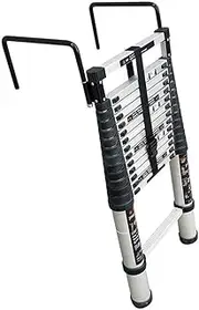 Aluminium Telescopic Ladder with Hooks - Extension Ladder Extend Portable Ladder Foldable Ladder Multi-Purpose Function, 200 Kg, 2.6m/ 3.2m/ 3.8 (Size : 3.2m)