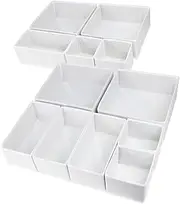12 Pack Drawer Organizers for Clothing, Foldable Clothes Drawer Organizer for Underwear, Folded Clothes, Baby Clothing, Socks, Bra, Towels, Ties - Multi-pack Storage Box (White)