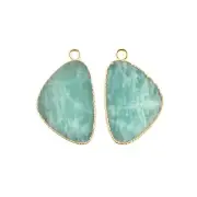Natural Amazonite Handmade 24k Gold Electroplated DIY Earring Pair Connectors