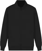 [Generic] Men's Fleece Lined Plush Jacket Lightweight Full Zip Soft Men Coat High Collar Windproof Tactical Coats, Black, Medium