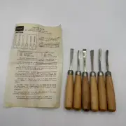 VTG CRAFTSMAN 6 Piece Woodworkers Chisels Carving Tool Set w/ Wood Handles