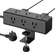 Desk Clamp Power Strip – 9 Outlets, USB-A & USB-C Ports, Surge Protector, 6FT Fl