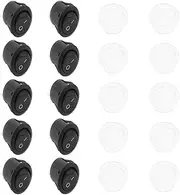 10 Pcs SPST Snap-in ON-Off 2 Pin Round Snap Rocker Boat Switch Black AC 250V 6A 125V 10A for Car Auto Boat Household Appliances