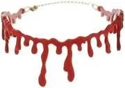 [XJKLBYQ] Creative Dripping Blood Halloween Party Choker Halloween Simulation Bloodstain Necklace Vampire Costume Accessory Necklace, Alloy Steel, Pearl