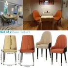 Set of 2 Chairs Upholstered Faux Leather Dining Chairs Armless Breakfast Dinner