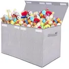 Large Toy Box Chest Storage Organizer with Lid,Collapsible Kids light grey