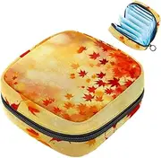 Period Bag,Sanitary Napkin Storage Bag,Autumn Leaves Fall,Tampon Holder for Purse
