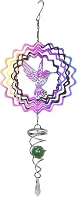 Hummingbird Wind Spinner with Tail Spinner, 3D Gradient Color Garden Spinner wit