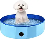 Keshufu 32 x 8 Inch Foldable Dog Pool, Pet Swimming Pool, Portable Dog Pool, PVC Collapsible Pet Pool for Indoor and Outdoor Cat and Dog Shower Bathtub (Blue, 32 x 8in)