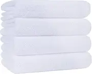 Polyte Quick Dry Lint Free Microfibre Bath Towel, 76 x 145 cm, Pack of 4 (White)