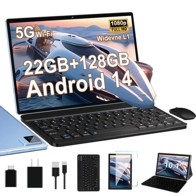 Android Tablet with Keyboard, 10 inch Android 14 Tablets 22GB+128GB, Octa-Cor...