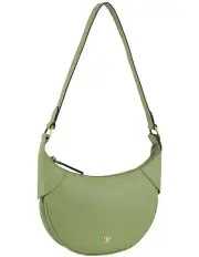 [PIERRE CARDIN] Leather Crescent Shoulder Bag in Jade