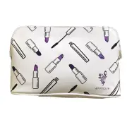 Younique White Patent Leather Lipstick Mascara Zipper Makeup Bag Clutch New