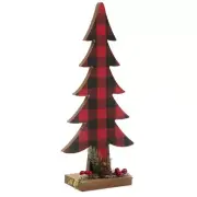 HL Christmas Decor - Buffalo Check Red Black Wood Tree 10-inch