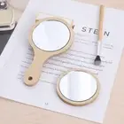 Small Portable Wood Makeup Mirror Round Cosmetic Mirror Circles Pocket Mir_PR