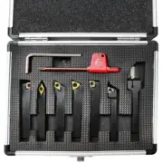 7 Pc 1/4'' Indexable Turning Tool Set with Carbide Inserts Lathe Tool Holer