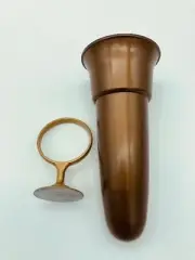 Mausoleum Crypt Bronze/Brown Vase 5.5 IN Old GOLD Ring Disc Base (epoxy) Support