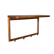 Haven Acacia Bath Shelf with Towel Hooks