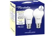 Mirabella Led Gls Bc 11w 1000lm Warm White 2 Pack