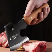 Carbon Steel Bone Chopping Knife Kitchen Beef Sheep Butcher Cleaver Wood Handle