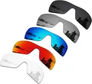 [SmartVLT] Set of 5 Men's Replacement Lenses for Oakley Batwolf OO9101 Sunglass Combo Pack S01, Stealth Black&fire Red&ice Blue&silver Titanium&hd Clear, One Size