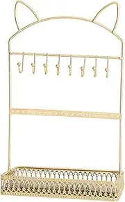 1pc Cat Ear Jewelry Holder Display Shelf Storage Shelf Display Shelves Storage Shelves Desktop Storage Rack Earring Holder Decorative Storage Rack Iron Necklace Decorations