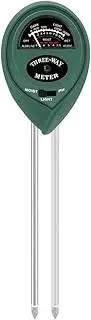 SunStream Three-Way Meter, PH, Light & Moisture Battery Free Soil Tester for Indoor and Outdoor Use