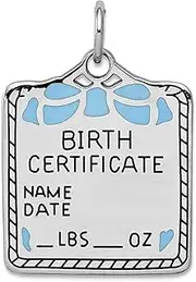 [JewelryWeb] 925 Sterling Silver Solid Polished Blue Birth Certificate Charm 25x17mm Wide Pendant Necklace for Women