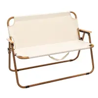 在飛比找樂天市場購物網優惠-鋁合金木紋雙人折疊椅戶外便攜折疊椅子休閒露營野炊雙人沙灘椅子