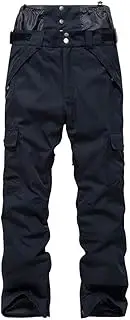 QIULAO Men's and Women's Ski Trousers, Single-Board and Double-Board Cold-Resistant and Breathable Snow Pants, Winter Outdoor Slim and Warm Couple Ski Pants (Color : Black, Size : L)