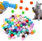 OundarM 100PCS 1.2"/3cm Cat Toy Balls and 1 Cat Ball Toy Launcher Colorful Cat Plush Ball Toy Interactive Cat Toy Plush Toy Balls for Cat