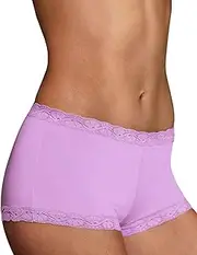 [Maidenform] Women's Dream- Cotton with Lace Boy Short, Lavender Sparkle, 9