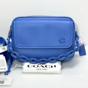 Coach Charter Flap Crossbody 24 Bag Blueberry Glovetanned + Leather Chain Strap