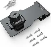 Keyed Hasp Locks, Cabinet Locks, Cabinet Locks with Keys, Twist Knob Keyed Locking Hasp, for Drawer, Cabinets and More, Zinc Alloy with Iron Chrome Plating, 3 Inch, Black