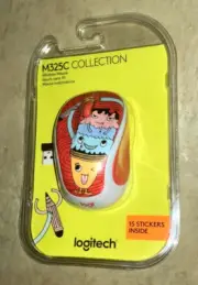 M525C Logitech USB Wireless Mouse Triple Scoop Doodle Collection w 15 Stickers