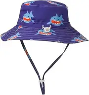[Healeved] Cute Cartoon Boys and Girls Sun Hat Summer Bucket Hat Chin Straps Grey Uv Protection Comfortable Cotton