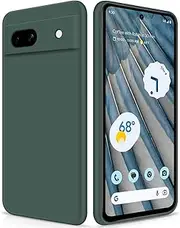 [GiiYoon] Silicone Case Compatible with Google Pixel 7A, Full Body Silky Soft Touch Phone Case with Camera Protection, Shockproof Cover with Microfiber Lining, Green