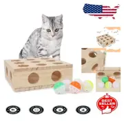 Interactive Wooden Cat Toy Puzzle Box - Fun Treat Maze for Indoor Play