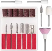 ANCIRS 11 Pcs Nail Drill Bits Sets + 6 Pcs 3/32" File Sanding Bands, Nail File Replacement Head Refills Set, Nail Drill Bits for Finishing Salon Electronic Manicure, Nail Manicure Pedicure Tools