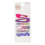 Wonder Nation Girls Hearts and Rainbows Hair Clip Set, 6-Piece, Multi