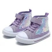 Nevenka High Top Sneakers for Toddler Girls with Color Change Sequins-Purple