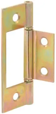 Door Hinge, 1 in W Frame Leaf, 3 in H Frame Leaf, Steel, Brass Pair
