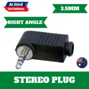 3.5MM RIGHT ANGLE STEREO PLUG PHONO BLACK PLASTIC