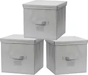 Augfox Stylish Storage Cubes With Lid - Large Toy Box, Durable & Stackable for Clothes, CD, or Toy Storage (Light Grey, 32x32x32 cm)