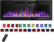 Electric Fireplace, 750W 1500W Recessed Fireplace, Freestanding Wall Mounted Fireplace with Touch Screen and Timer, 12 Flame Colors, 5 Brightness, 12 Hybrid Flame, Ultra Thin Fireplace(42inch)