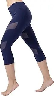 [ONGASOFT] Womens Capri Legging Yoga Pants Mesh Exercise Workout Leggings W Pocket